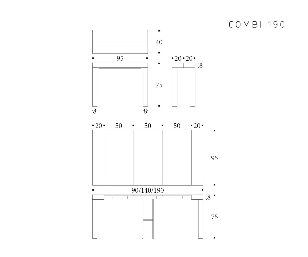 Combi — technische tekening 1