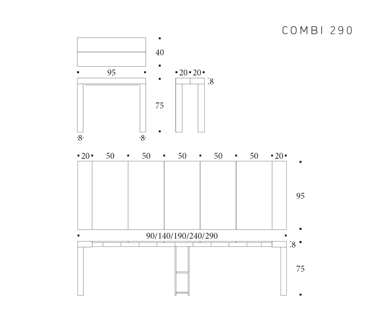Combi — technische tekening 2