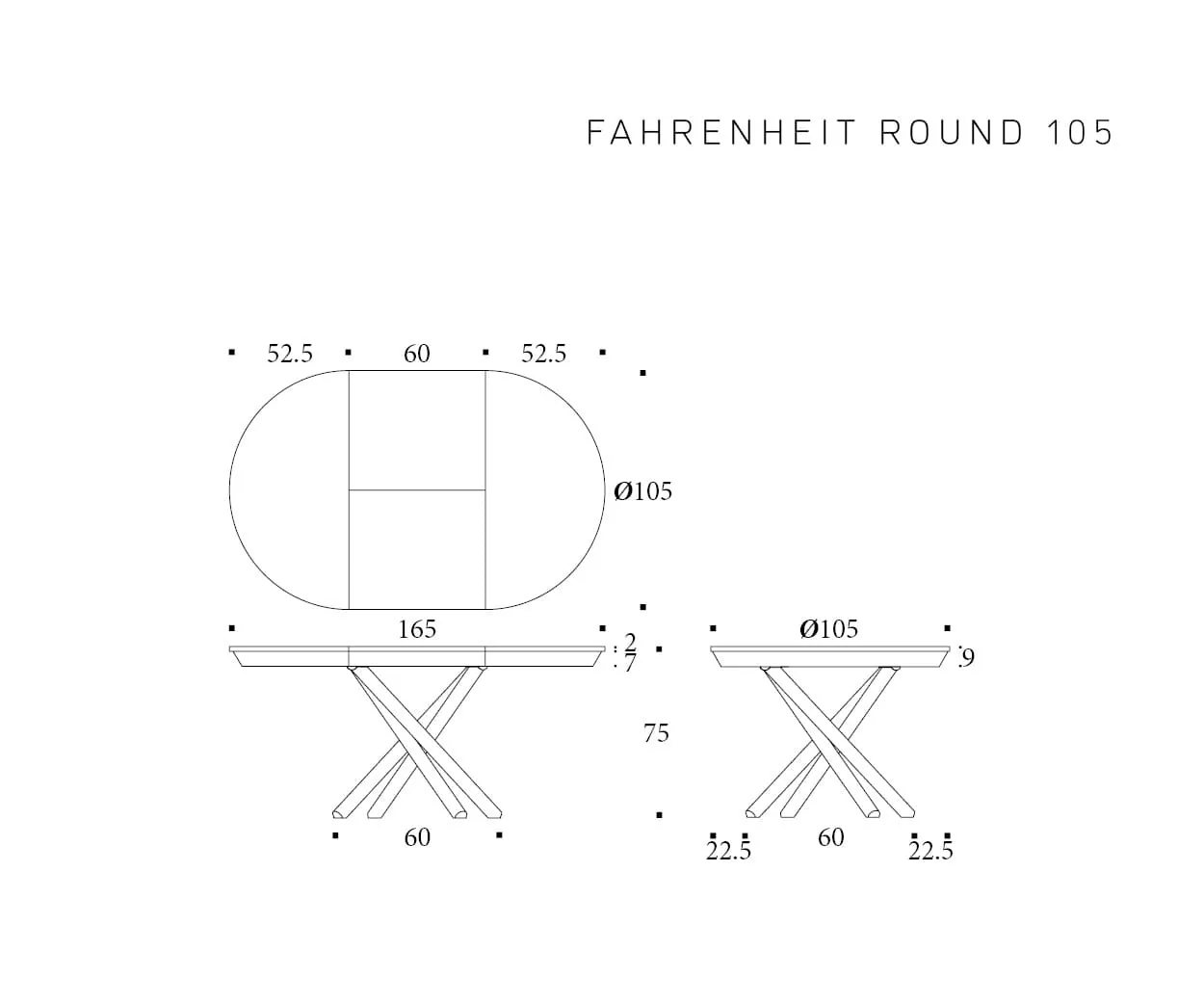 Fahrenheit round — technische tekening 3