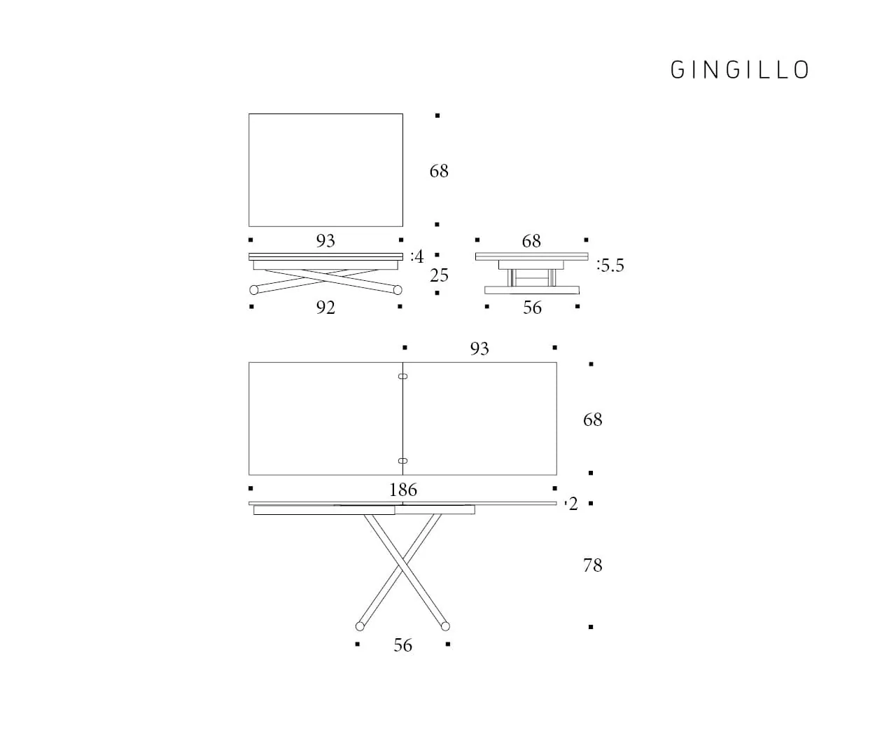 Gingillo — technische tekening 1