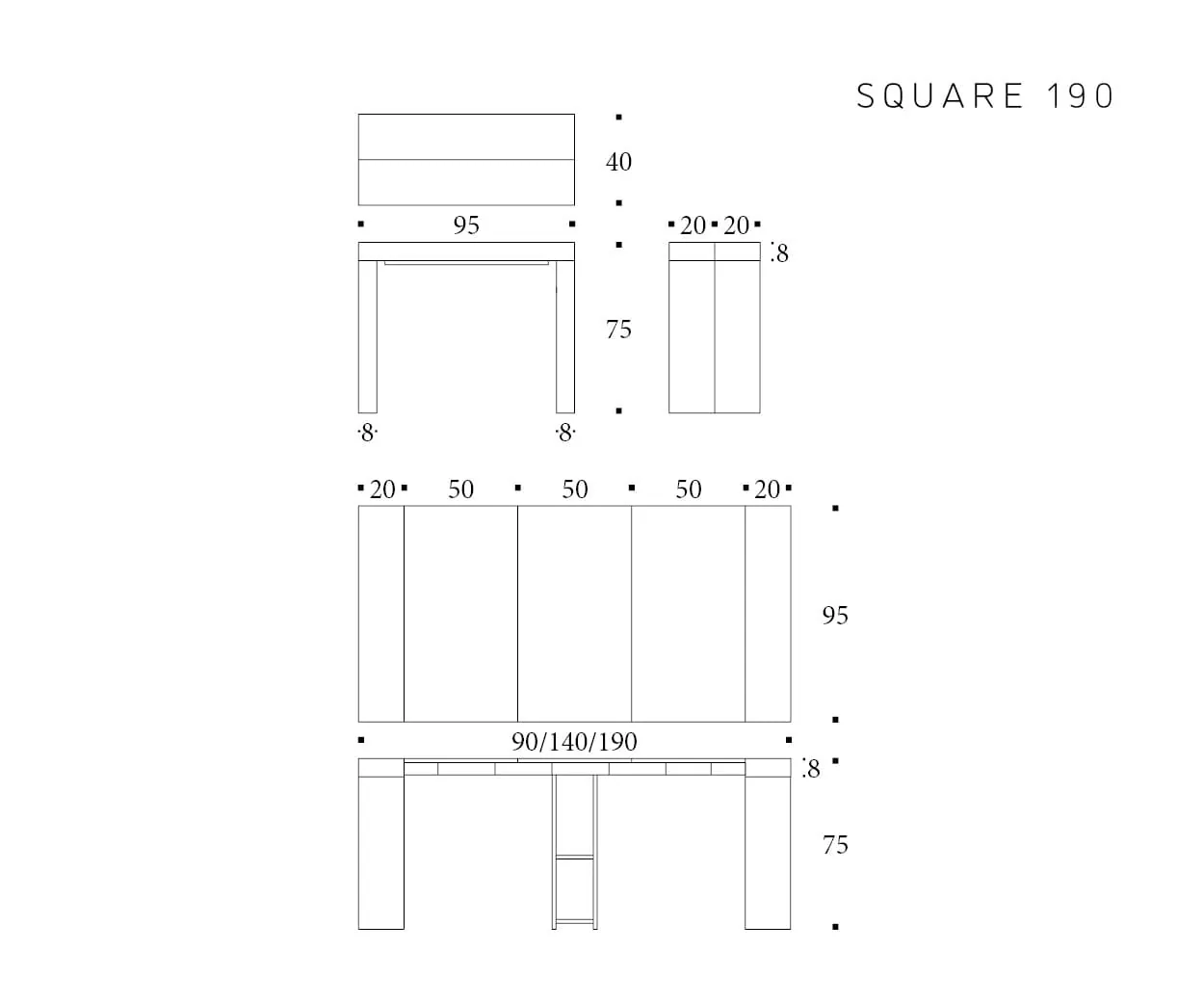 Square — technische tekening 1