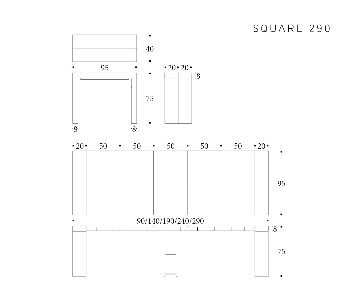 Square — technische tekening 2
