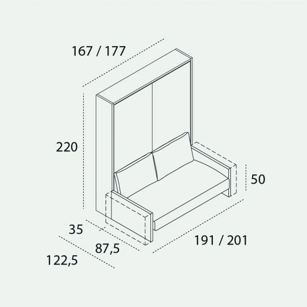 Penelope 2 Sofa — technische tekening 1
